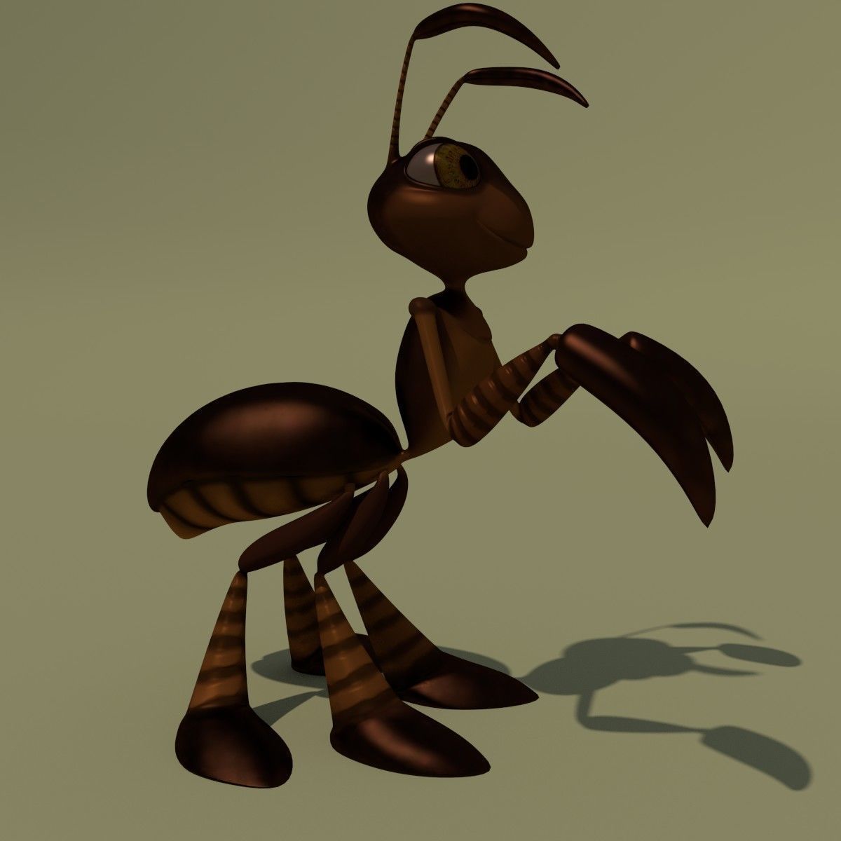 Rigged Cartoon Ant Brown 3D model_4