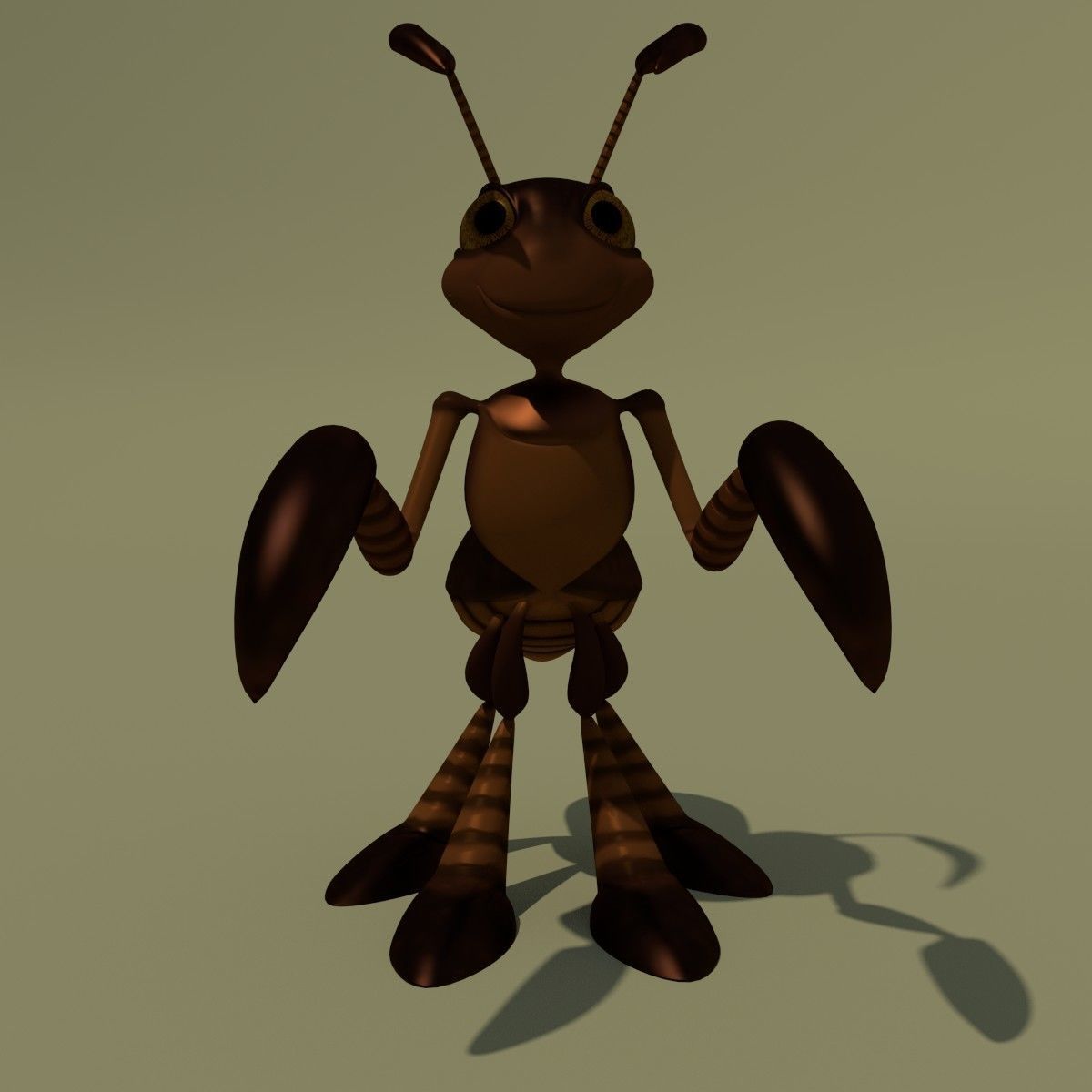 Rigged Cartoon Ant Brown 3D model_5