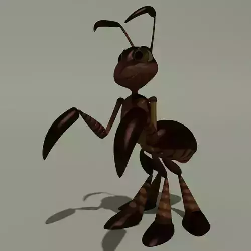 Rigged Cartoon Ant Brown