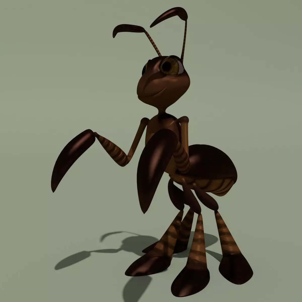 Rigged Cartoon Ant Brown 3D model_0