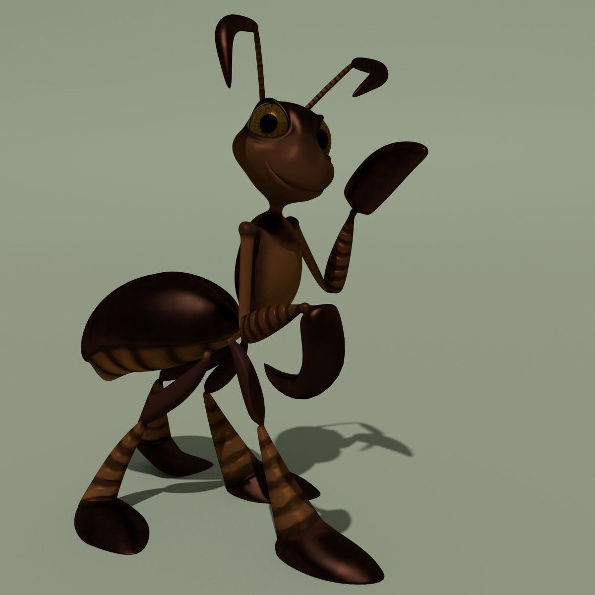 Rigged Cartoon Ant Brown 3D model_1
