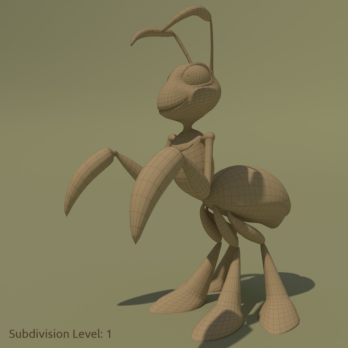 Rigged Cartoon Ant Brown 3D model_7