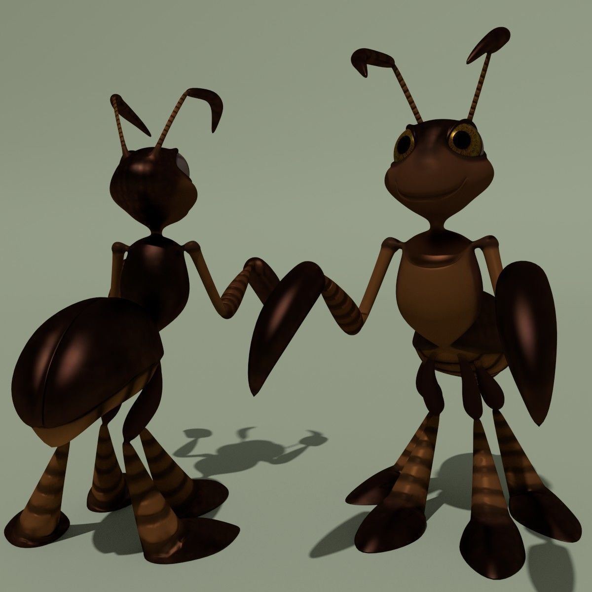 Rigged Cartoon Ant Brown 3D model_2