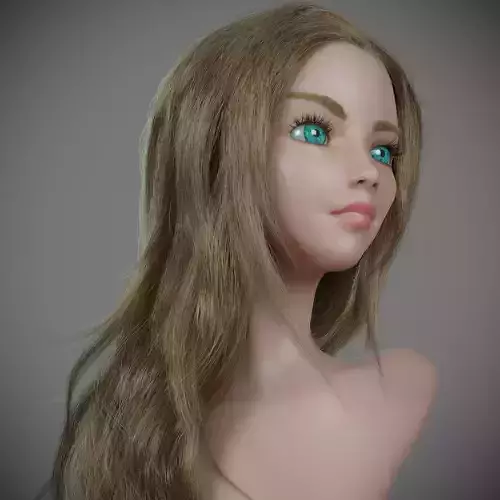 Mannequin with long hair for production render editable 3D model