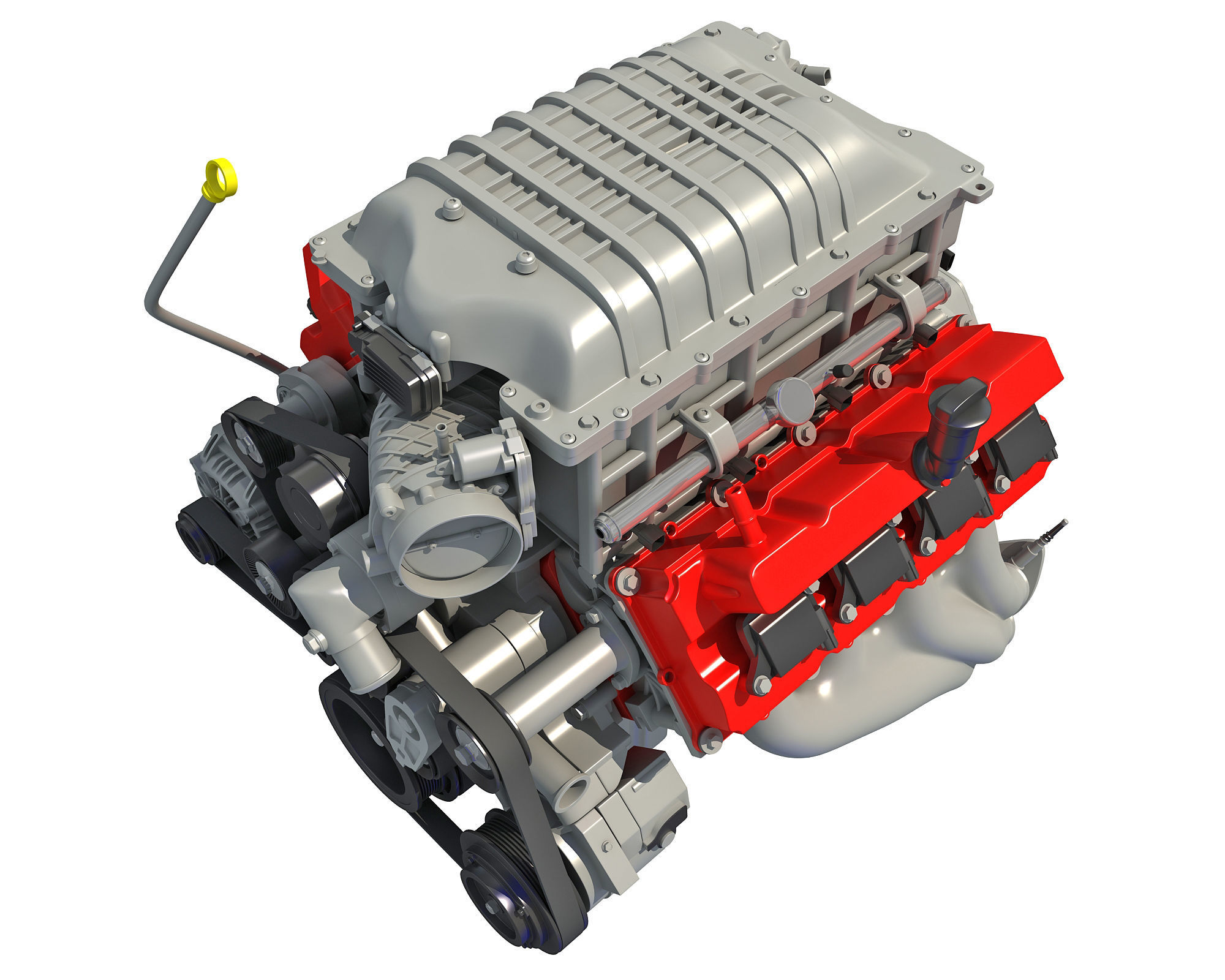 2018 Dodge Challenger HEMI Demon Engine 3D model_4