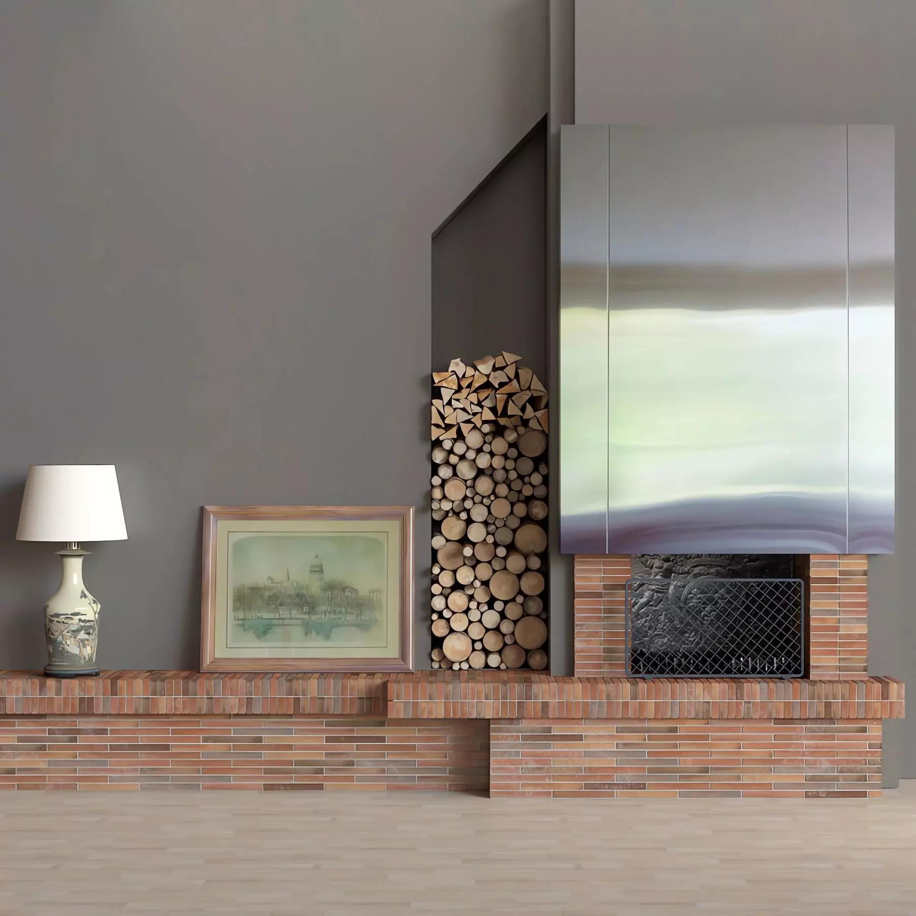 Cheminee en brique 3D model