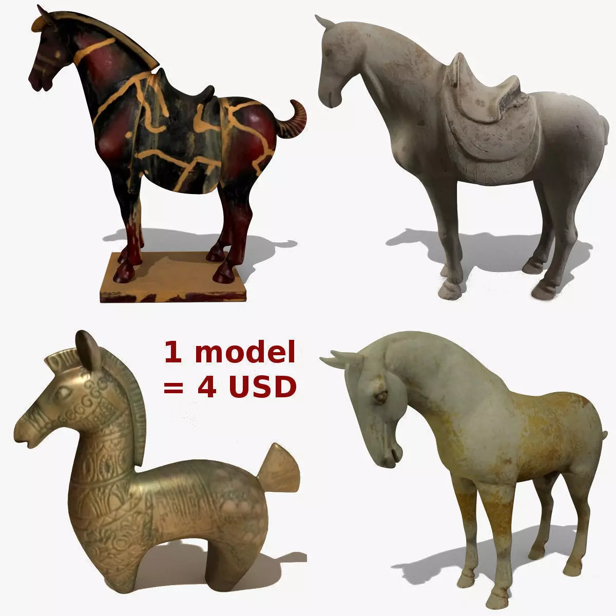MISC Horse Statuettes Collection 2 3D model_0
