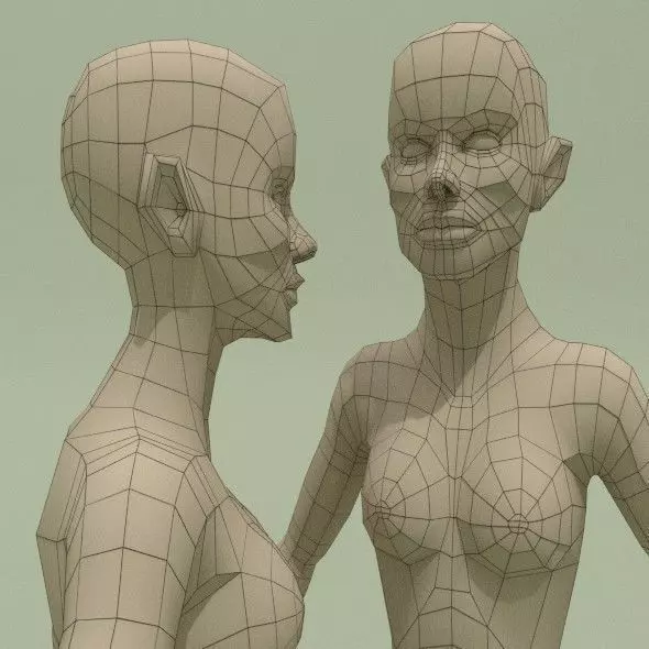 LowPoly Base Mesh Woman Free 3D model