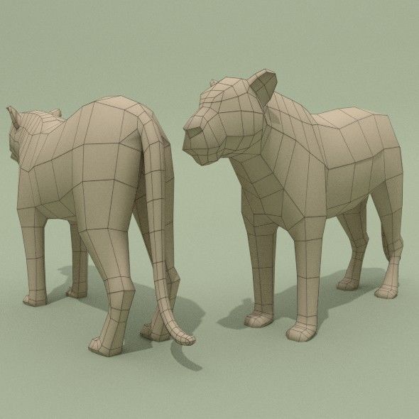LowPoly Tigers two Free low-poly 3D model_6