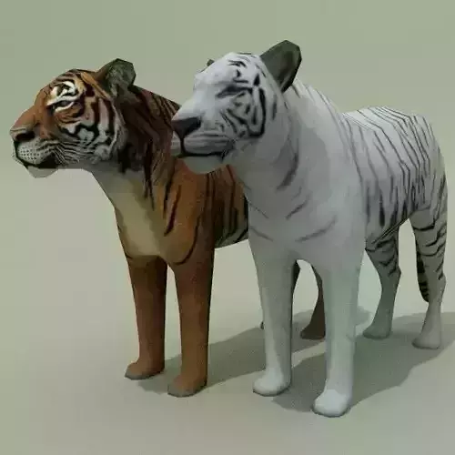 LowPoly Tigers two Free low-poly 3D model LowPoly Tigers two Free low-poly 3D model
