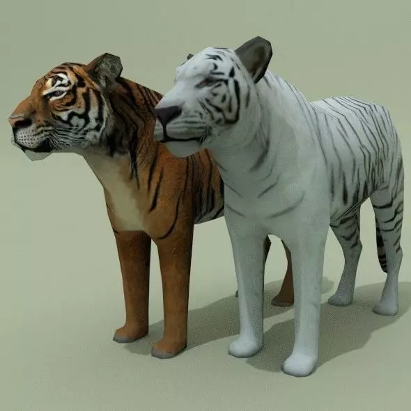LowPoly Tigers two Free low-poly 3D model_0