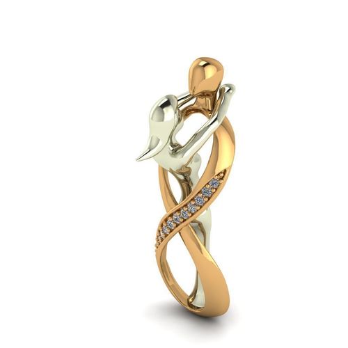 Lovers infinity ring with diamonds 3D print model