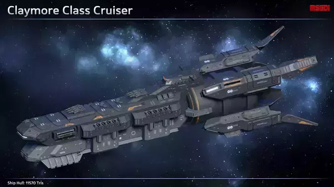 Spaceship Cruiser Claymore Low-poly 3D model