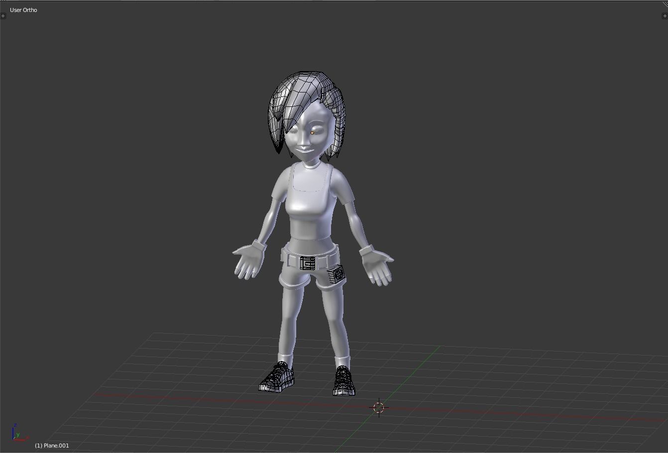 anime female Low-poly 3D model_4