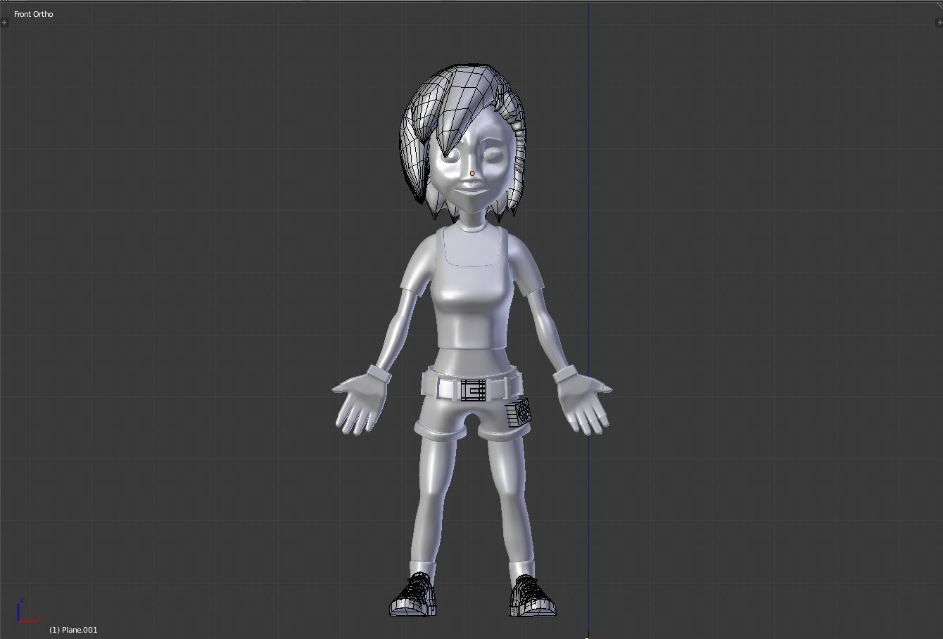 anime female Low-poly 3D model_7