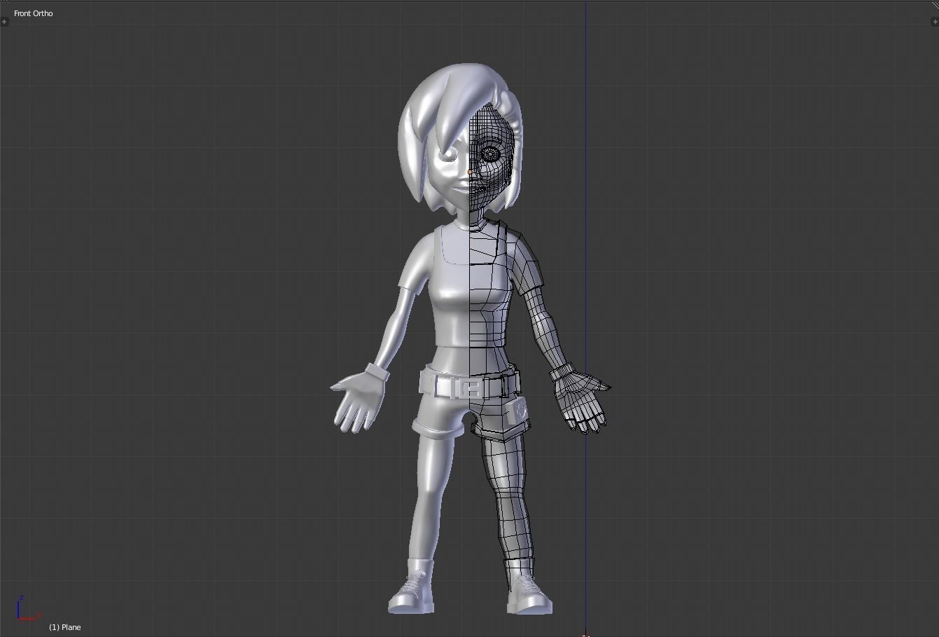 anime female Low-poly 3D model_8