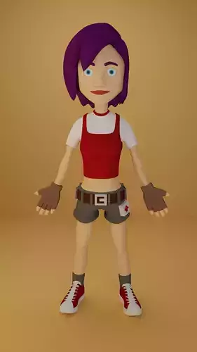 anime female  Low-poly 3D model