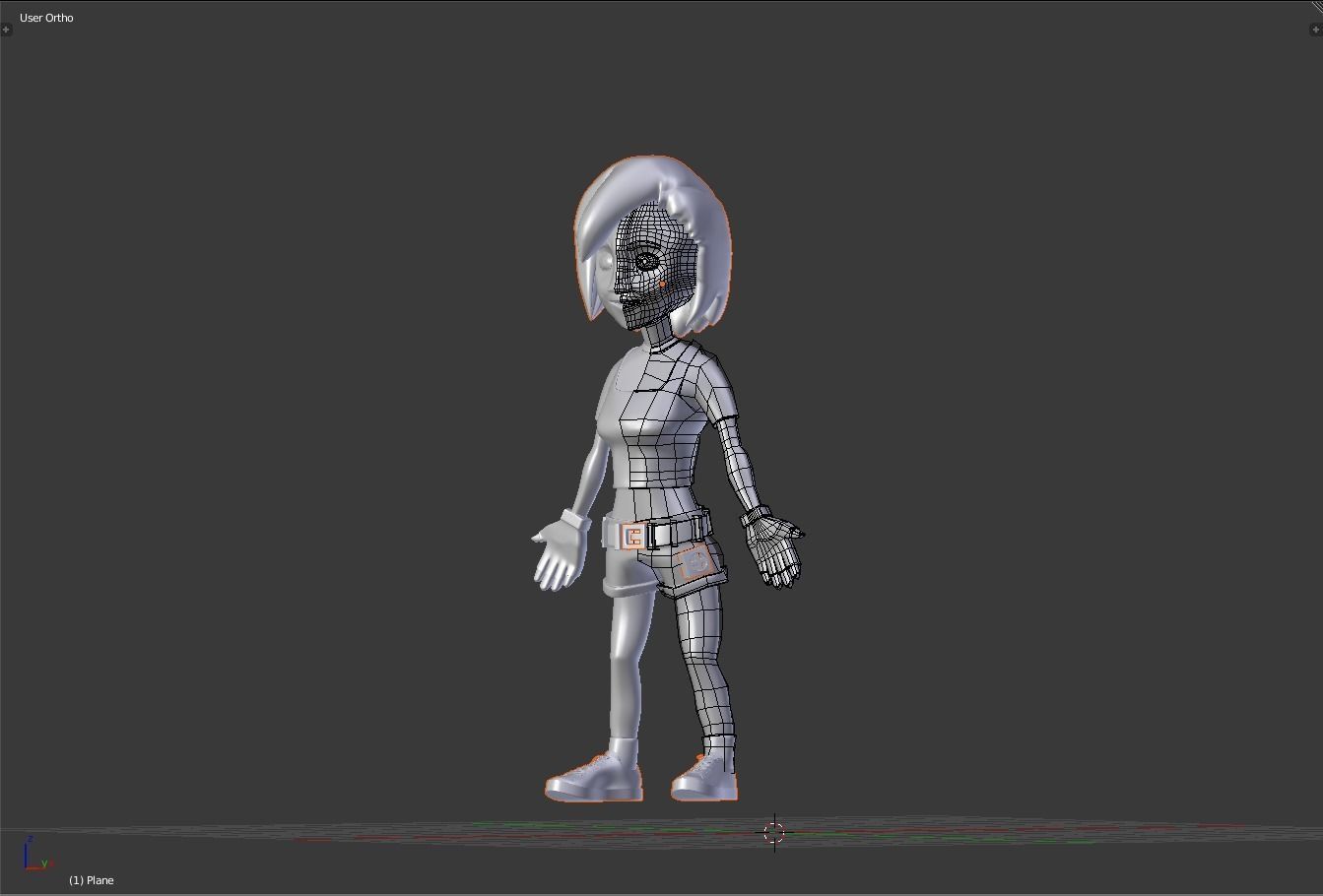 anime female Low-poly 3D model_3