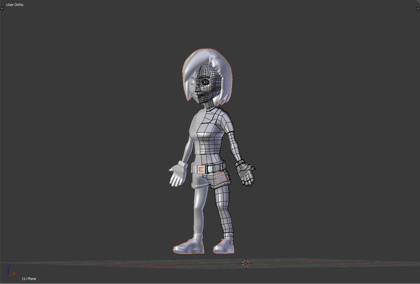 anime female Low-poly 3D model_6