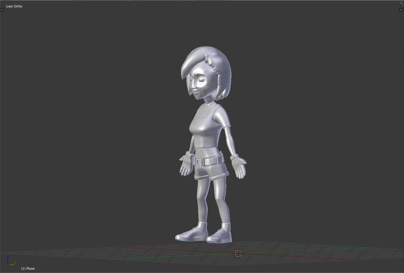 anime female Low-poly 3D model_5
