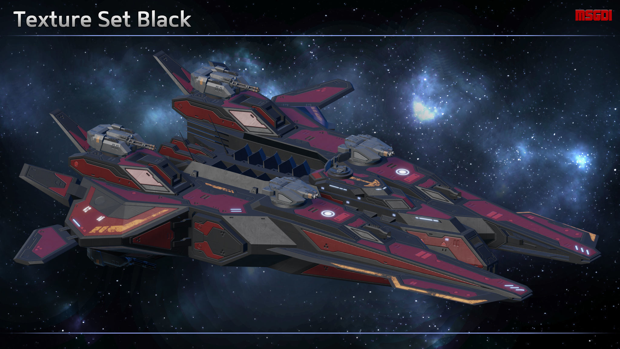 Spaceship Frigate Sunfire Low-poly 3D model_5