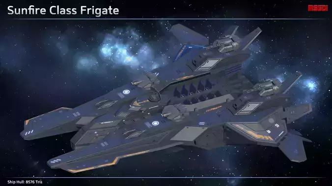 Spaceship Frigate Sunfire Low-poly 3D model