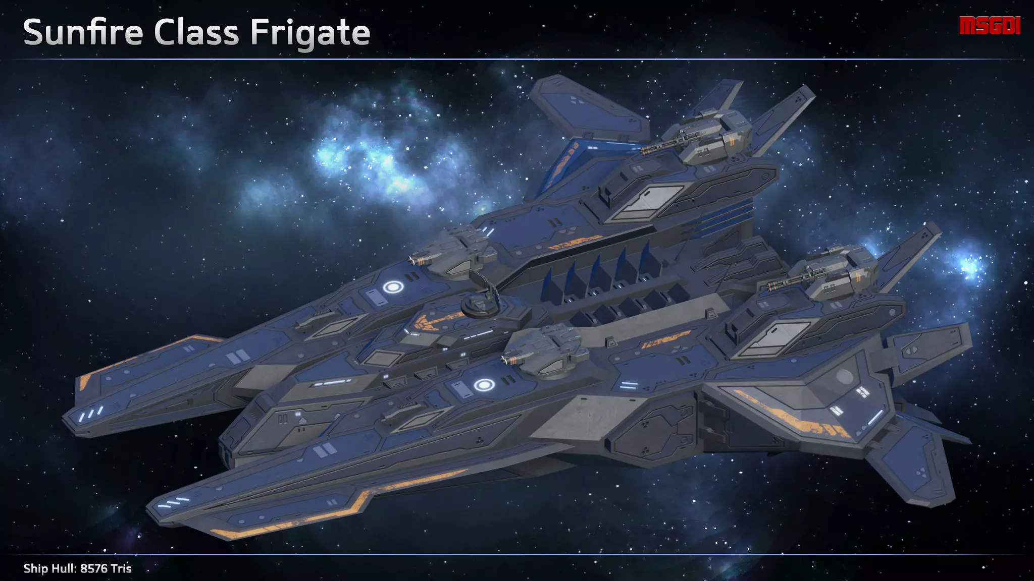 Spaceship Frigate Sunfire Low-poly 3D model_0