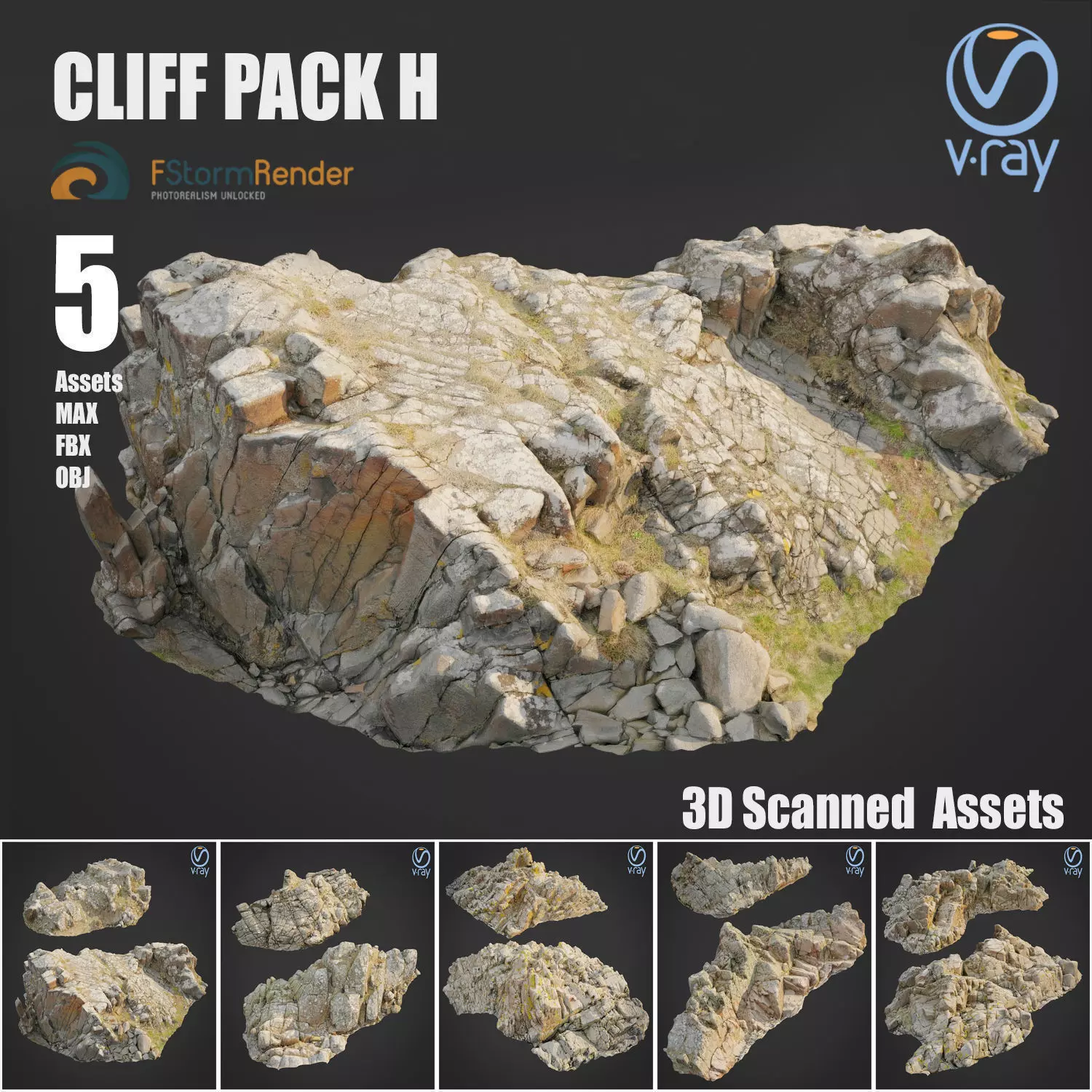 Cliff pack H bundle 3D model_0
