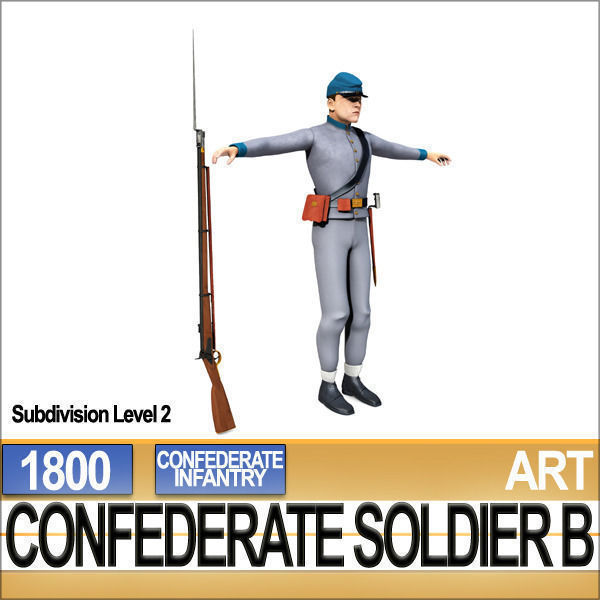 Civil War Confederate Soldier B Infantry 3D model_16