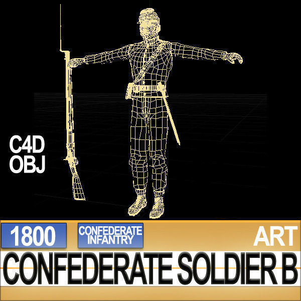 Civil War Confederate Soldier B Infantry 3D model_19
