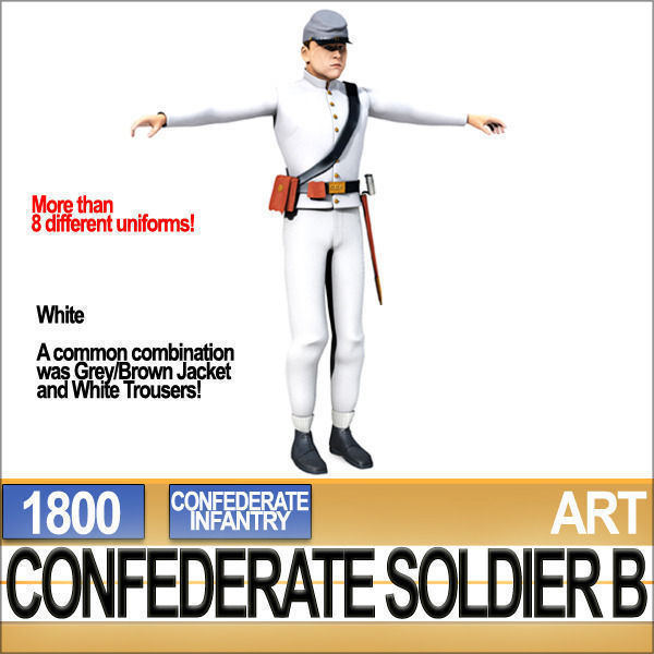 Civil War Confederate Soldier B Infantry 3D model_10