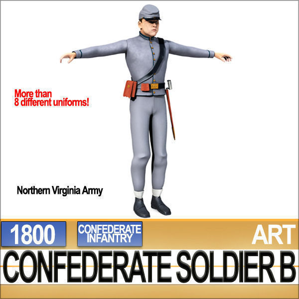 Civil War Confederate Soldier B Infantry 3D model_8