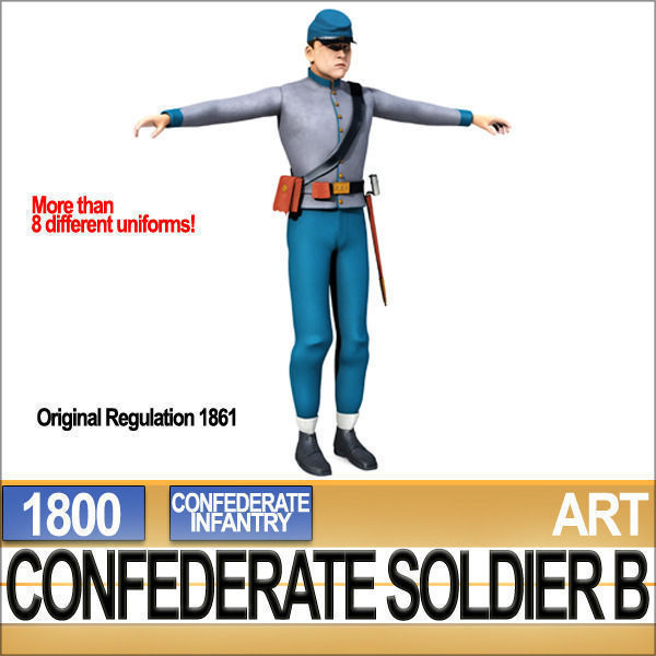 Civil War Confederate Soldier B Infantry 3D model_5