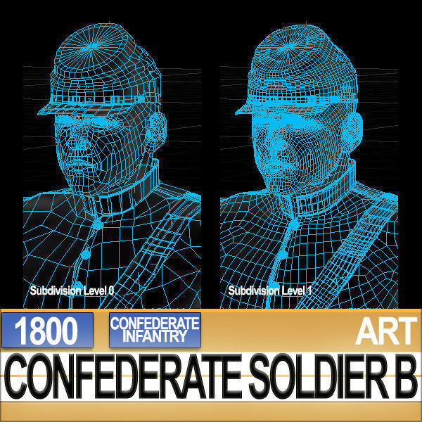 Civil War Confederate Soldier B Infantry 3D model_2