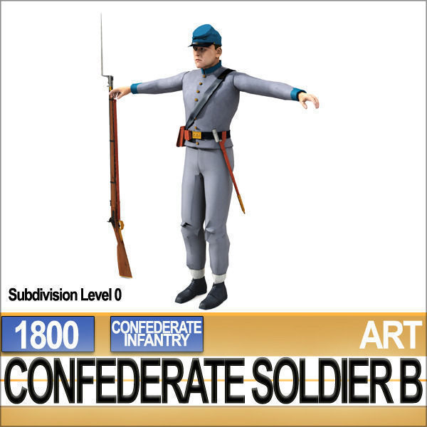 Civil War Confederate Soldier B Infantry 3D model_1