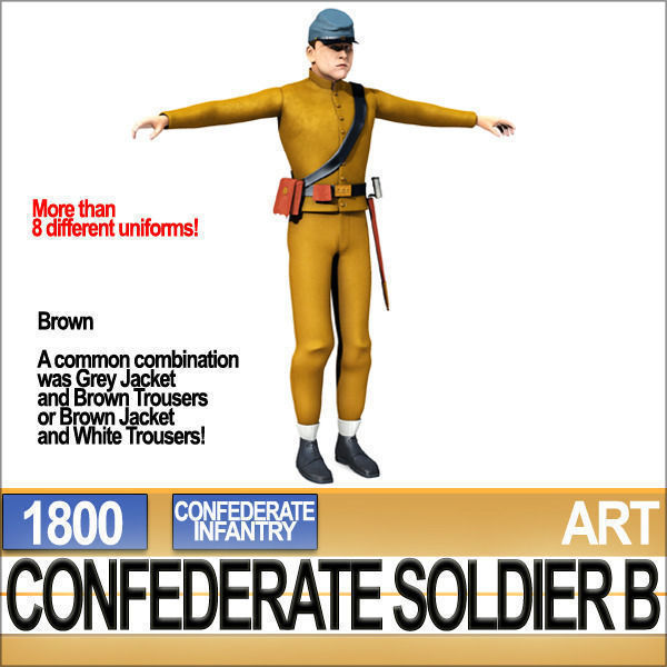 Civil War Confederate Soldier B Infantry 3D model_9