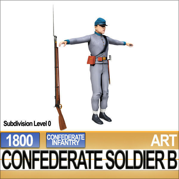 Civil War Confederate Soldier B Infantry 3D model_4