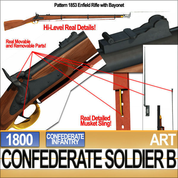 Civil War Confederate Soldier B Infantry 3D model_14