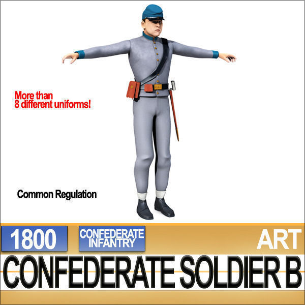Civil War Confederate Soldier B Infantry 3D model_6