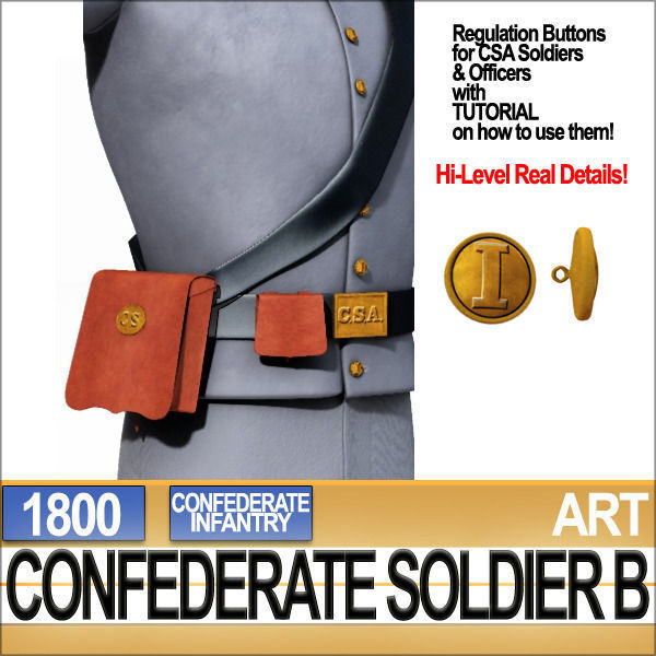 Civil War Confederate Soldier B Infantry 3D model_15