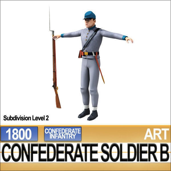 Civil War Confederate Soldier B Infantry 3D model_13