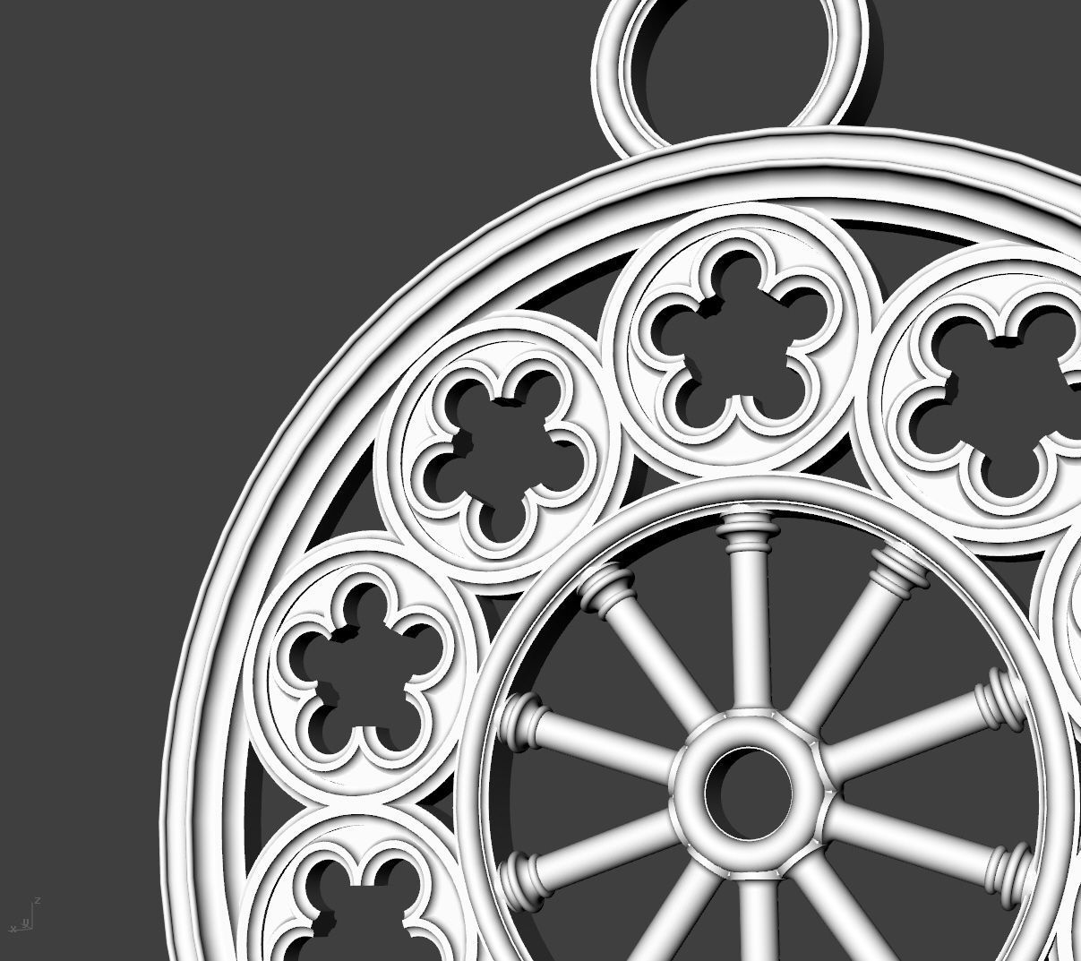 Rose Window Pendant 3D print model_8