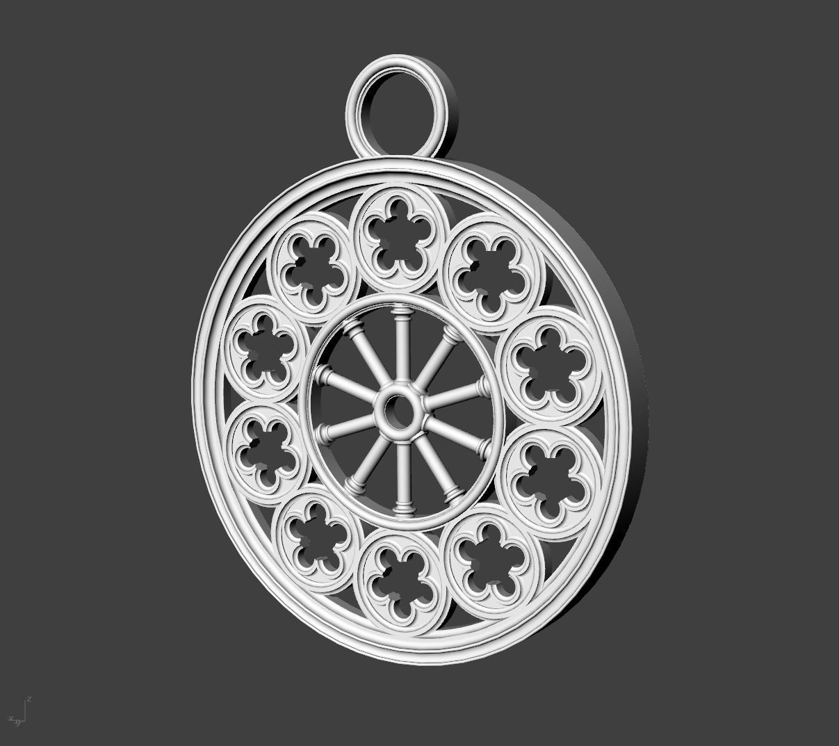 Rose Window Pendant 3D print model_3