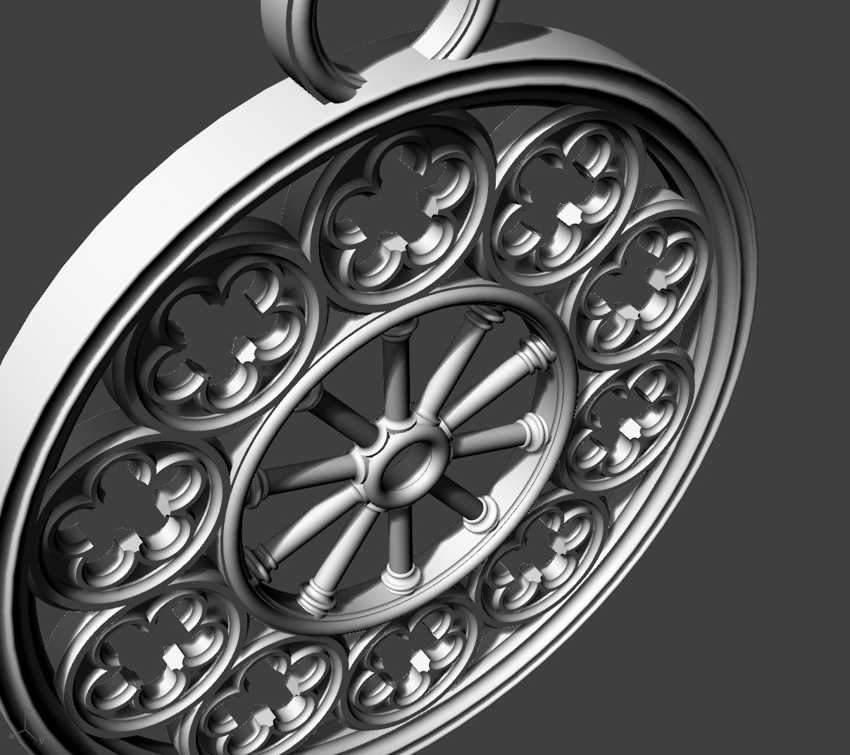 Rose Window Pendant 3D print model_6