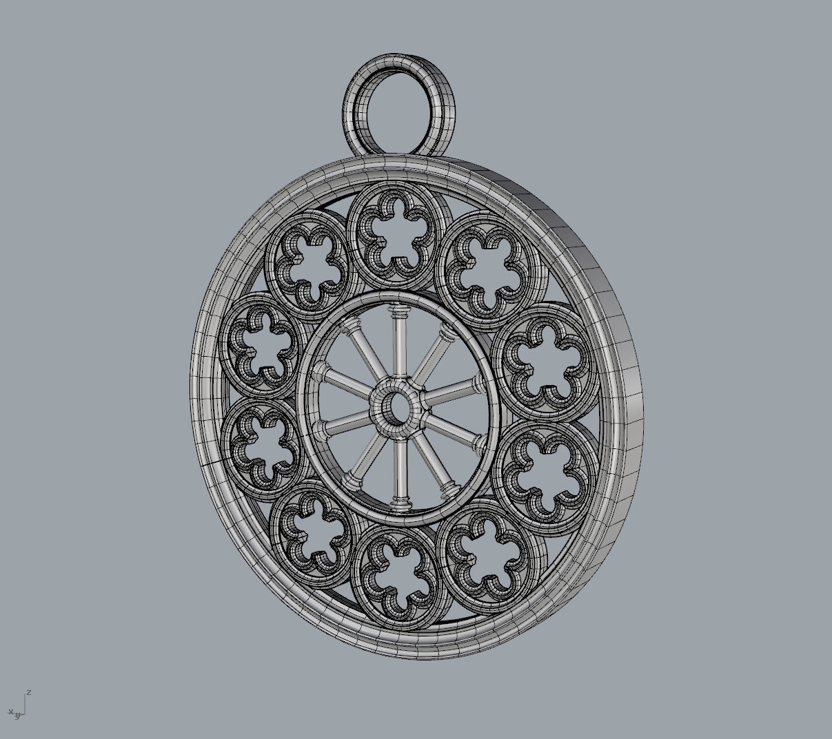 Rose Window Pendant 3D print model_4