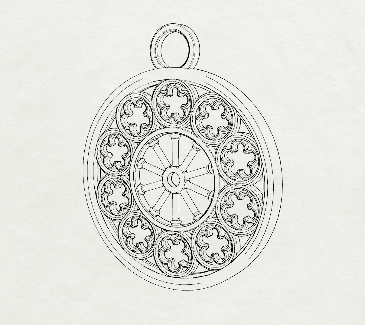 Rose Window Pendant 3D print model_5