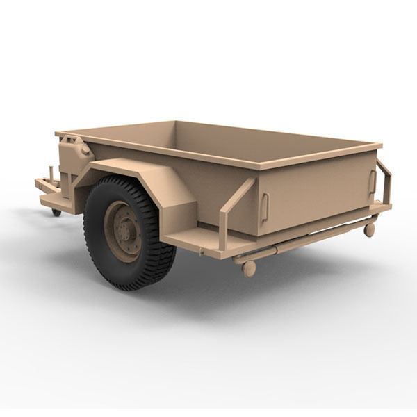 Military utility trailer Low-poly 3D model_2