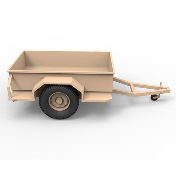 Military utility trailer Low-poly 3D model_4