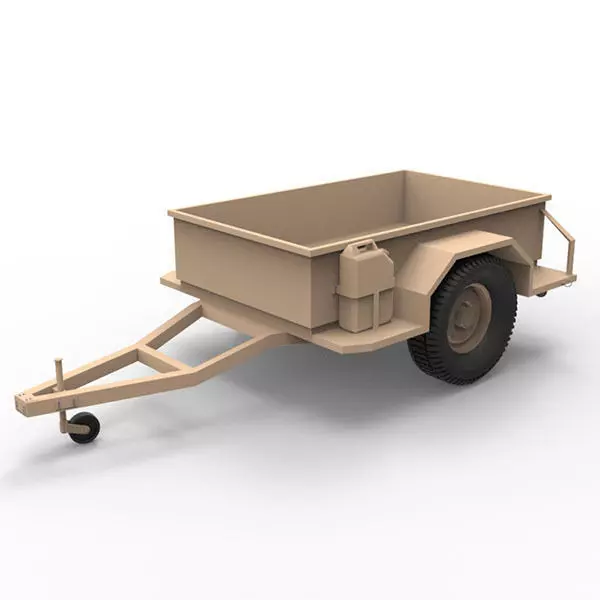 Military utility trailer Low-poly 3D model_0