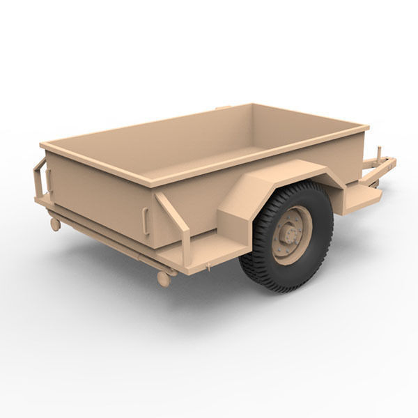 Military utility trailer Low-poly 3D model_3